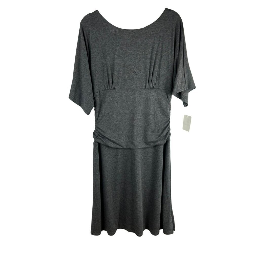 NEW Rabbit Rabbit Rabbit Knit Dress Women 12 Gray Dolman Sleeve A Line Knee‎